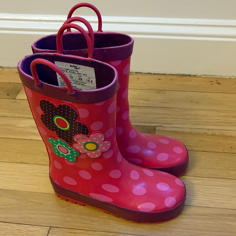 Western Chief, Polka Dot Kids' Rain Boots, Size 11